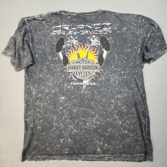 Harley-Davidson Shirt Mens 2XL Orlando Florida AOP Goth Tattoo Afflic Style Gray - Picture 2 of 12